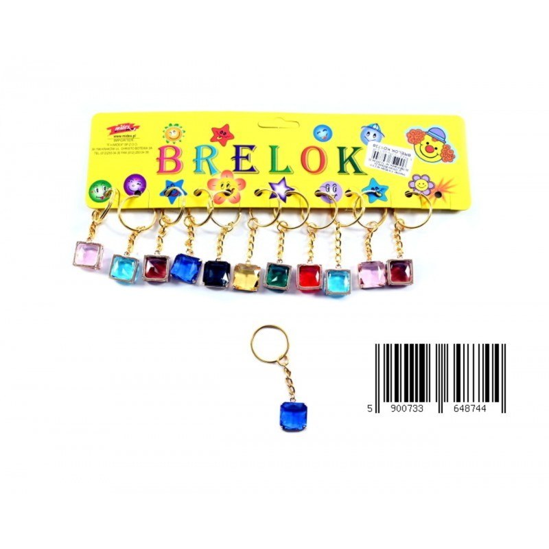 KEYRING GLASS SQUARE 2 CM PACK 12 PCS MIDEX KD1738 MID TOYS